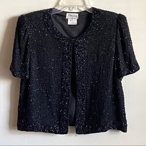 Evening Crop Jacket Silk Embellished Size S